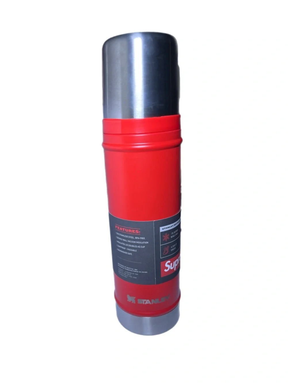 Supreme x Stanley Classic Bottle 20oz Thermos Red + Black Stainless Steel - Picture 5 of 14